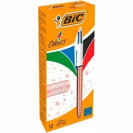 Bic Bolígrafo 4 Colores Rose Gold - Azul, Negro, Rojo, Verde - Cuerpo Blanco-Rosa Metálico - Caja 12 Ud Precio: 22.79000031. SKU: B14RG3DMHP