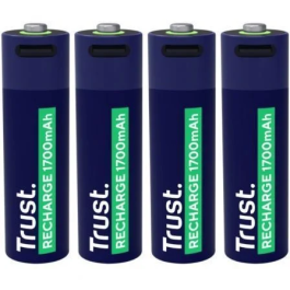 Trust 25631 Pack de 4 Pilas AA Recargables USB-C