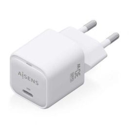 Aisens ASCH-30W1P018-W Cargador de Pared GaN USB-C 30W PD Carga Rápida AI Multiprotocolo para Portátiles Móviles Tablets Blanco