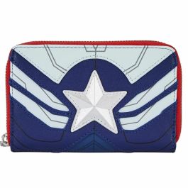Loungefly Cartera Marvel Falcon Capitán América, piel sintética con cremallera, detalles bordados