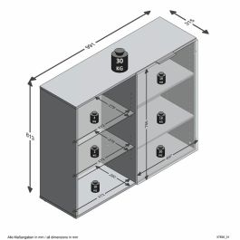 FMD 4029494125316 Mueble de Almacenamiento Compacto Negro, 99,1 cm Ancho x 81,3 cm Alto x 31,5 cm Fondo, Fabricado en Alemania