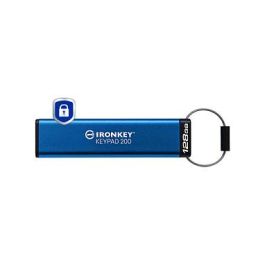 Kingston IronKey Keypad 200 128GB USB 3.2 Gen 1, 145 MB/s, Unidad Flash Cifrada con Teclado Integrado, Azul