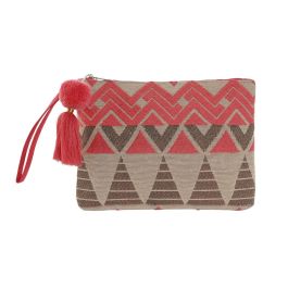 DKD Home Decor Neceser de Algodón Fucsia y Beige, estilo Mediterraneo, 26 cm Ancho x 19 cm Alto x 2 cm Largo Precio: 9.5000004. SKU: B1BKPBHWGK