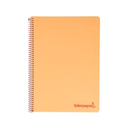 Cuaderno Espiral Liderpapel A5 Micro Wonder Tapa Plastico 120H 90 gr Cuadro 5 mm 5 Bandas 6 Taladros Color Naranja