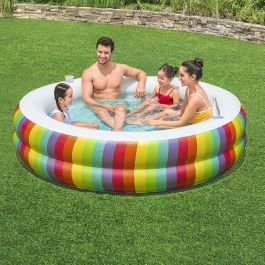 Bestway Piscina Infantil 2 Aros Arcoiris 206x206x51 cm +6 Años Jardin 54443