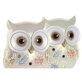 DKD Home Decor Figura Búho Cottage Resina Verde Beige 9.5 x 17.5 x 12.5 cm (4 Unidades)