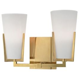 DKD Home Decor Lámpara Aplique de Pared Moderna, Doble Casquillo E14, Dorado y Blanco, de Metal y Poliéster - 18x23x30 cm