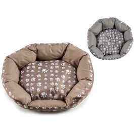 Cuna para Mascota Ovalada con Huellas - Mascow 56x56x15 cm, Gris/Marrón (6 Unidades) Precio: 65.49999951. SKU: S3604446