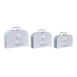 DKD Home Decor Cajas Maletín Almacenamiento Bebé Colección Patito Lindo Azul Multicolor Set de 3 (28x20x9,5 cm)