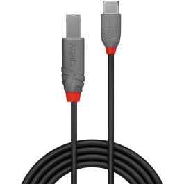 LINDY 36941 Cable USB 2.0 Tipo C a USB B Macho, 1m, Anthra Line, Negro