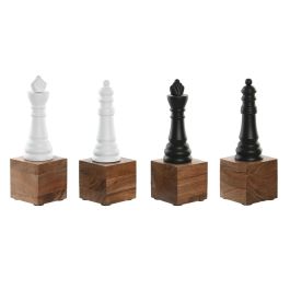 DKD Home Decor Figura Decorativa Ajedrez Blanco Negro Marron Aluminio Acacia 7 x 23 x 7 cm (4 Unidades) Precio: 39.58999968. SKU: B1A55A8TX9