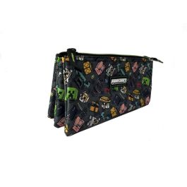 Minecraft Estuche Escolar Pixel 25 Triple para Niños, Interior Totalmente Forrado y Personalizado, Textil 9x23x9 cm Minecraft Estuche Escolar Pixel 25 Triple para Niños, Interior Totalmente Forrado y Personalizado, Textil 9x23x9 cm