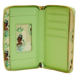 Loungefly Cartera Disney La Princesa Tiana y el Sapo Cremallera 15x10cm con 4 Ranuras para Tarjetas y Forro a Juego