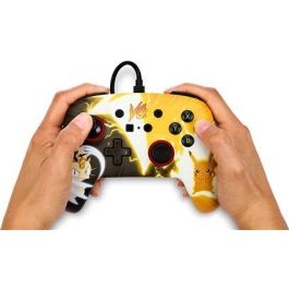 Power A Mando con Cable NSGP0039-02 para Nintendo Switch Pikachu vs. Meowth, Control con Cable Mejorado con Botones Asignables y Cable de 3m