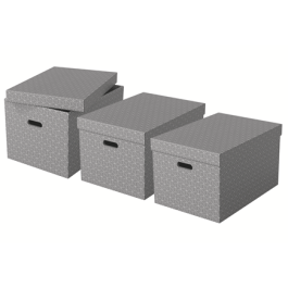 Esselte Caja de almacenaje grande color gris pack de 3 unidades 510x355x305 mm