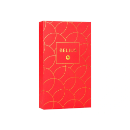 Belius Passion d'or Bolígrafo y Estuche Rojo y Dorado Tinta Azul Aluminio Textura Cepillada Caja Diseño Elegante Regalo.