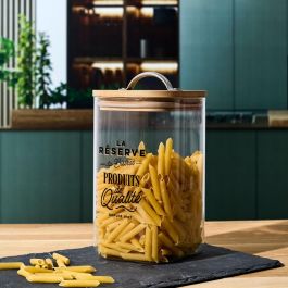 Cook Concept Tarro de Conservación Bistrot de Vidrio Borosilicato con Tapa de Bambú Cuadrado 1 L