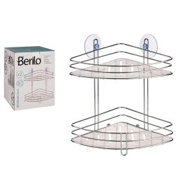Estante de Esquina Berilo 2 Alturas 26.9x26.5x19.8 cm, Cromo y Plástico, Plata y Transparente (6 Unidades) Precio: 64.79000055. SKU: S3605853