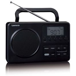 Lenco MPR-035BK - Radio FM portátil, reproductor MP3 y altavoz Bluetooth, color negro