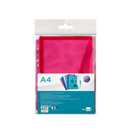 Liderpapel 36669 Carpeta Dossier Broche Polipropileno Din A4 Pack 5 Colores Surtidos Transparente Multitaladro