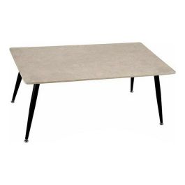 Giftdecor Mesa de Centro Efecto Piedra en Tonos Blanco y Negro 60x110x45 cm, Fabricada en DM, Melamina y Metal.
