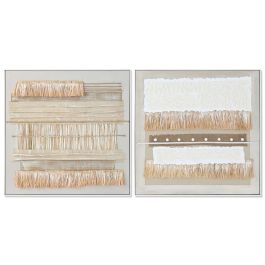 DKD Home Decor Cuadro Boho Lienzo Blanco Natural 82x82x4.5 cm (2 Unidades) Decoración Pared MDF
