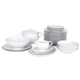 Santa Clara Vajilla Sofia 55 Piezas en Porcelana Blanca, Resistente al Lavavajillas y Microondas Santa Clara Vajilla Sofia 55 Piezas en Porcelana Blanca, Resistente al Lavavajillas y Microondas