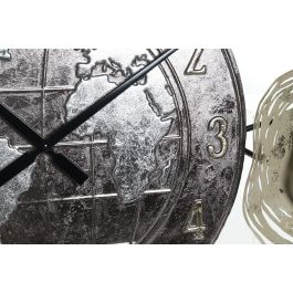 DKD Home Decor Reloj de Pared Moderno Mapamundi de Metal Dorado y Marrón 121x49.5 cm