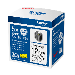 Brother TZE231M5 Pack Cintas Laminadas P-touch 12 mm x 8 m Negro sobre Blanco Resistente para Rotuladoras