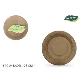 Set de 10 platos de cartón Kraft 23 cm Algon (18 Unidades) Precio: 12.50000059. SKU: B18YR6RF6V