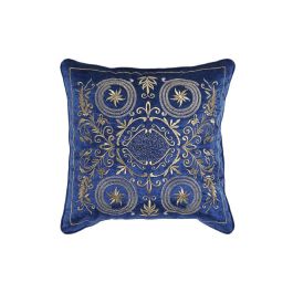 DKD Home Decor Cojín Neoclásico Azul Dorado Terciopelo Poliéster 10 x 45 x 45 cm