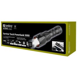 Sandberg Survivor Torch Powerbank 5000 mAh - Linterna LED, Cargador Móvil, Resistente, Martillo de Emergencia