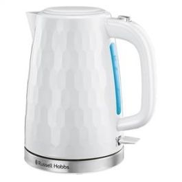 Russell Hobbs 26050-70 Hervidor Honeycomb Blanco 1.7L, Ebullición Rápida, Diseño con Textura de Colmena y Acero Inoxidable