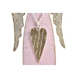 DKD Home Decor Figura de Navidad Ángel Fantasía de Metal Rosa Palo y Gris, 7 x 11.5 x 34.5 cm, Pack de 4 Unidades