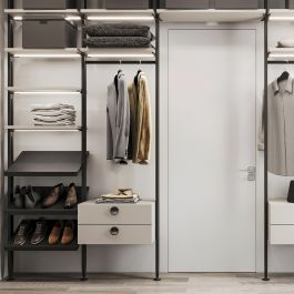 Emuca Kit de soportes para 3 estantes de madera y 1 módulo para la estructura Zero, Zamak, Pintado negro texturizado