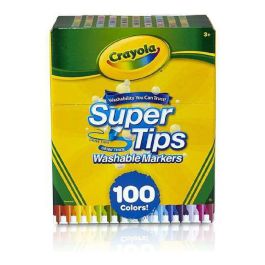 Crayola Rotuladores Súper Punta Lavables, Set de 100 unidades. Aptos para niños de 3 años en adelante. Medidas: 14,5x8,5x18 cm Crayola Rotuladores Súper Punta Lavables, Set de 100 unidades. Aptos para niños de 3 años en adelante. Medidas: 14,5x8,5x18 cm