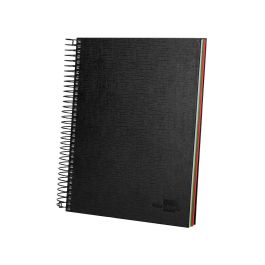 Cuaderno Espiral Liderpapel A5 Micro Papercoat Tapa Forrada 140H 75 gr Cuadro5 mm 5 Bandas 6 Taladros Negro