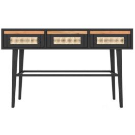 Consola DKD Home Decor Natural Negro Ratán Madera de mango (125 x 40 x 76 cm)