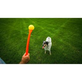 FLINGERZ Pelota de Juguete para Perro con Lanzador Universal - Goma Resistente, Rellenable con Snacks, Silbante, Flotante, Lanzamiento Largo FLINGERZ Pelota de Juguete para Perro con Lanzador Universal - Goma Resistente, Rellenable con Snacks, Silbante, Flotante, Lanzamiento Largo