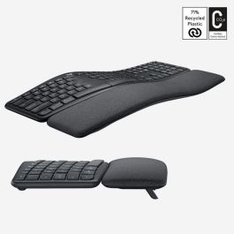 Logitech ERGO K860 Teclado Ergonómico con Diseño Partido Curvo, Reposamuñecas Acolchado, Teclado Numérico y Multidispositivo