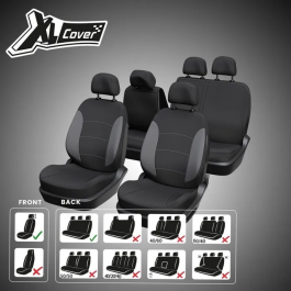 XLCOVER AAAQG37655 Fundas para Asientos de Coche Diseño Dividido Compatibles con Airbags Delanteros Traseros Reposacabezas