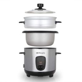 Orbegozo CO 3025 Arrocera 400W 1L con Mantenimiento de Calor, Olla Antiadherente Extraíble, Vaporera y Cuerpo Acero Inoxidable