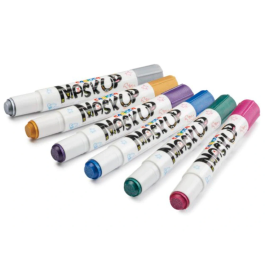 Carioca Barra de Maquillaje Mask Up, Caja de 6 Colores Metálicos Surtidos, Lavable