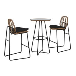 Mesa Bar Terraza Y Jardin DKD Home Decor Marron Negro 60 x 102 x 60 cm Set de 3