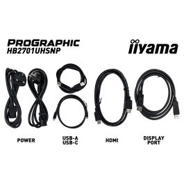 iiyama Monitor HB2701UHSNP-B1 27" 4K UHD IPS Black 4 ms HDR para Diseño Gráfico y Uso Profesional con USB-C (96W) y KVM