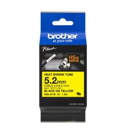 BROTHER Cinta tubo termorretractil. Texto negro sobre fondo amarillo. PTE300, PTE550W, PTP750W, PTP9 BROTHER Cinta tubo termorretractil. Texto negro sobre fondo amarillo. PTE300, PTE550W, PTP750W, PTP9
