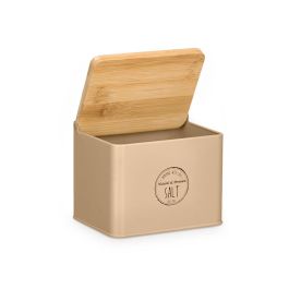 Kinvara Salero Tapa Bambú Beige Metal y Bambú 14x11x11 cm (Set de 12)