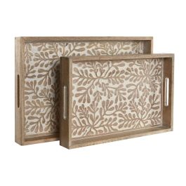 Juego de Bandejas Home ESPRIT Blanco Natural Indio 44 x 29 x 5 cm (2 Unidades) Juego de Bandejas Home ESPRIT Blanco Natural Indio 44 x 29 x 5 cm (2 Unidades)