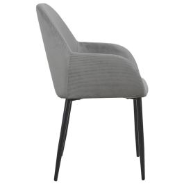 Home Deco Factory Butaca Gris Giulia - Estilo Escandinavo, Tapizado de Terciopelo, Patas de Metal