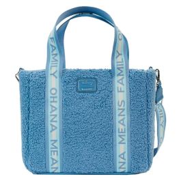 Loungefly Bolso Tote Disney Stitch Peluche con Monedero, Piel Vegana, Sherpa, Herrajes Metálicos Plateados